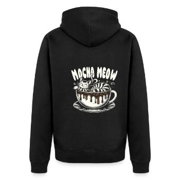 Pause-café amoureux des chats, amoureux du café chat mignon - Veste à capuche bio Premium Unisexe - noir - Dos - Nico (187cm)