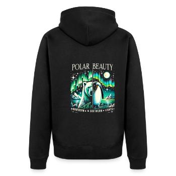 Polarlicht-aurora-verfolger Alaska Wilderness - Unisex Premium Bio Zip Hoodie - Schwarz - Hinten - Nico (187cm)
