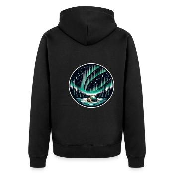 Polarlicht-aurora-verfolger Alaska Wilderness - Unisex Premium Bio Zip Hoodie - Schwarz - Hinten - Nico (187cm)