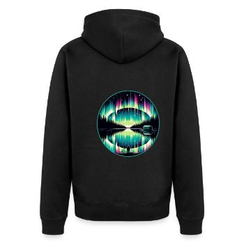 Aurora Aurora Tracker Alaska Wilderness - Unisex Premium Organic Zip Hoodie - black - Back - Nico (187cm)