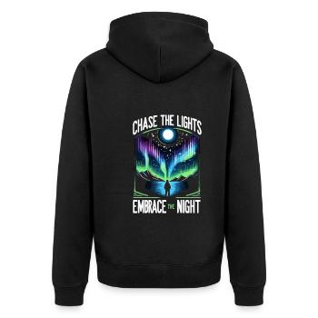 Aurora Aurora Tracker Alaska Wilderness - Unisex Premium Organic Zip Hoodie - black - Back - Nico (187cm)