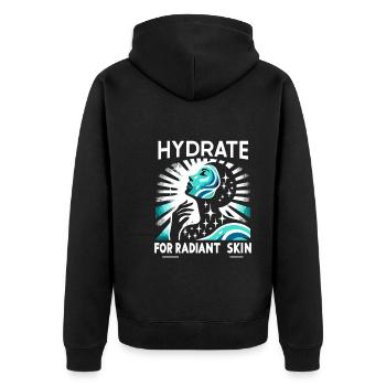 Hydration Drink Water Stay Hydrated - Unisex Premium Organic Zip Hoodie - black - Back - Nico (187cm)
