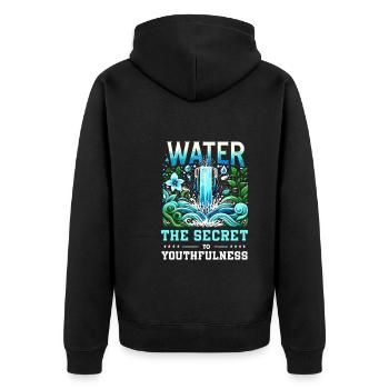 Hydration Drink Water Stay Hydrated - Unisex Premium Organic Zip Hoodie - black - Back - Nico (187cm)