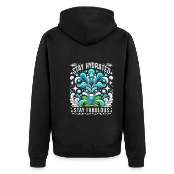 Hydration Drink Water Stay Hydrated - Unisex Premium Organic Zip Hoodie - black - Back - Nico (187cm)