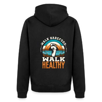Barefood Lifestlye Ntural Foot Health Foot - Unisex Premium Bio Zip Hoodie - Schwarz - Hinten - Nico (187cm)