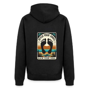 Barefood Lifestylee Ntural Foot Health Foot - Unisex Premium Organic Zip Hoodie - black - Back - Nico (187cm)