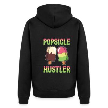 Lustiger Eis am Stiel Konditor - Unisex Premium Bio Zip Hoodie - Schwarz - Hinten - Nico (187cm)