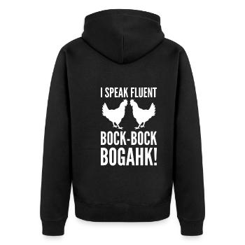 Lustiger Geflügel Hühner - Unisex Premium Bio Zip Hoodie - Schwarz - Hinten - Nico (187cm)