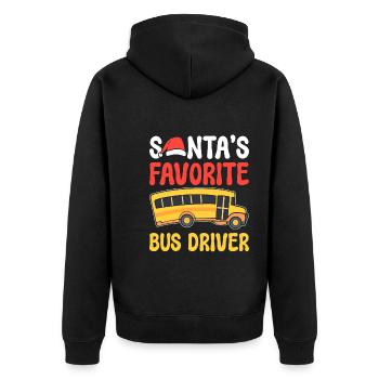 Santa's Favorite Bus Driver Schulfahrer - Unisex Premium Bio Zip Hoodie - Schwarz - Hinten - Nico (187cm)