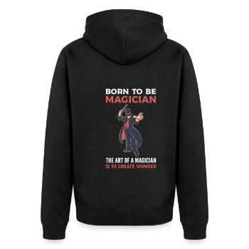 Magierleben Zauberer - Unisex Premium Bio Zip Hoodie - Schwarz - Hinten - Nico (187cm)