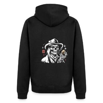 Cowboy Barn Bull Rider Rodeo Country Western - Unisex Premium Organic Zip Hoodie - black - Back - Nico (187cm)