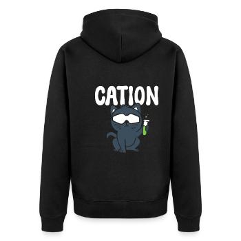 Cation Labortechniker - Unisex Premium Bio Zip Hoodie - Schwarz - Hinten - Nico (187cm)