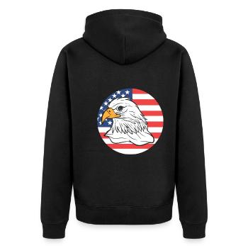 Patriotischer Weißkopfseeadler Beamte - Unisex Premium Bio Zip Hoodie - Schwarz - Hinten - Nico (187cm)