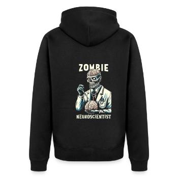 Psychological Horror psychiatric suspense - Unisex Premium Bio Zip Hoodie - Schwarz - Hinten - Nico (187cm)
