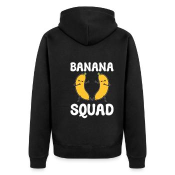 Banana Squad Bananen -Reifungsspezialist - Unisex Premium Bio Zip Hoodie - Schwarz - Hinten - Nico (187cm)