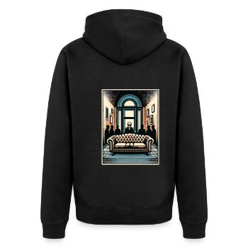 Psychological Horror psychiatric suspense - Unisex Premium Bio Zip Hoodie - Schwarz - Hinten - Nico (187cm)