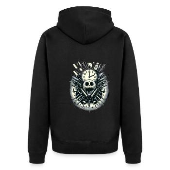 Psychological Horror psychiatric suspense - Unisex Premium Bio Zip Hoodie - Schwarz - Hinten - Nico (187cm)