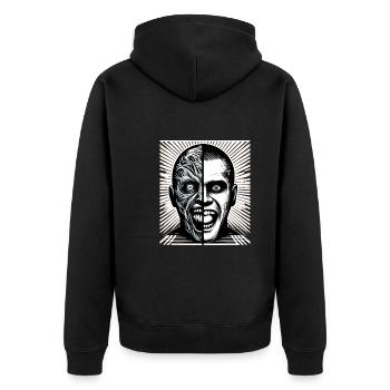 Psychological Horror psychiatric suspense - Unisex Premium Bio Zip Hoodie - Schwarz - Hinten - Nico (187cm)