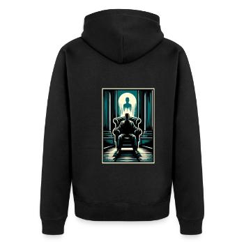 Psychological Horror psychiatric suspense - Unisex Premium Bio Zip Hoodie - Schwarz - Hinten - Nico (187cm)
