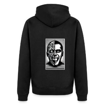 Psychological Horror psychiatric suspense - Unisex Premium Bio Zip Hoodie - Schwarz - Hinten - Nico (187cm)