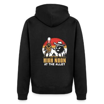 Funny bowling team bowler strike bowling club - Unisex Premium Organic Zip Hoodie - black - Back - Nico (187cm)