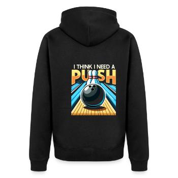 Funny bowling team bowler strike bowling club - Unisex Premium Organic Zip Hoodie - black - Back - Nico (187cm)