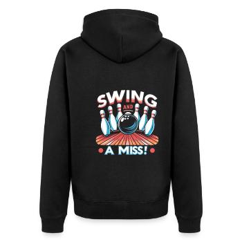Funny bowling team bowler strike bowling club - Unisex Premium Organic Zip Hoodie - black - Back - Nico (187cm)