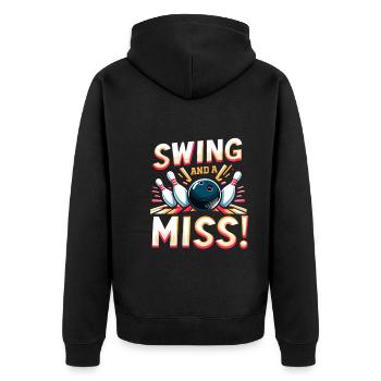 Lustiger Bowling-team-bowler-strike-bowling-club - Unisex Premium Bio Zip Hoodie - Schwarz - Hinten - Nico (187cm)