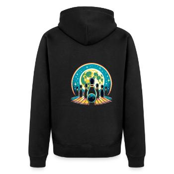 Lustiger Bowling-team-bowler-strike-bowling-club - Unisex Premium Bio Zip Hoodie - Schwarz - Hinten - Nico (187cm)