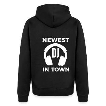 DJ Musik Disc Jockey - Unisex Premium Bio Zip Hoodie - Schwarz - Hinten - Nico (187cm)