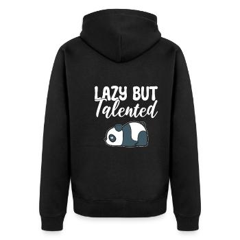 Lazy But Talented Zoowärter - Unisex Premium Bio Zip Hoodie - Schwarz - Hinten - Nico (187cm)