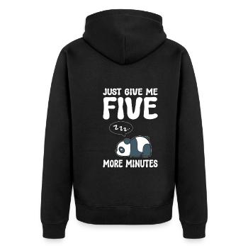 Lustiger Panda Schlafmütze - Unisex Premium Bio Zip Hoodie - Schwarz - Hinten - Nico (187cm)