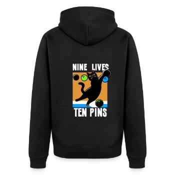 Funny bowling-team-bowler-strike-bowling-club - Unisex Premium Organic Zip Hoodie - black - Back - Nico (187cm)