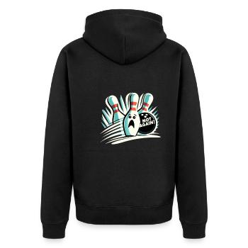 Lustiger Bowling-team-bowler-strike-bowling-club - Unisex Premium Bio Zip Hoodie - Schwarz - Hinten - Nico (187cm)