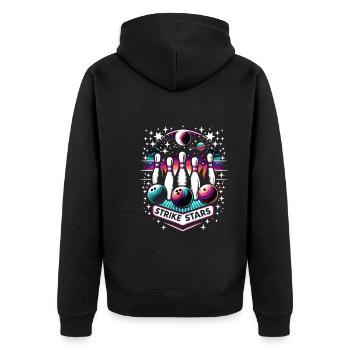 Funny bowling team bowler strike bowling club - Unisex Premium Organic Zip Hoodie - black - Back - Nico (187cm)