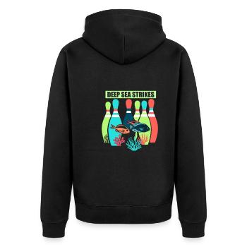Funny bowling team bowler strike bowling club - Unisex Premium Organic Zip Hoodie - black - Back - Nico (187cm)
