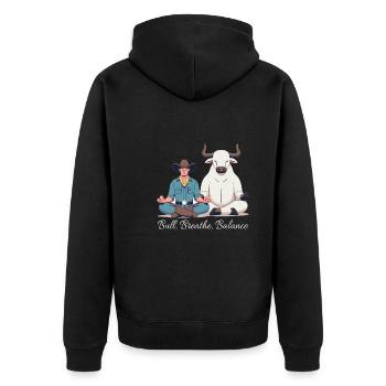 Rodeo Bull Riding Livestock Show Farmer Cattle - Unisex Premium Bio Zip Hoodie - Schwarz - Hinten - Nico (187cm)