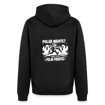 Polarlicht-aurora-verfolger Alaska Wilderness - Unisex Premium Bio Zip Hoodie - Schwarz - Hinten - Nico (187cm)