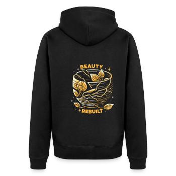 Kintsugi Kintsukuroi Imperfekte Japanische Kunst - Unisex Premium Bio Zip Hoodie - Schwarz - Hinten - Nico (187cm)