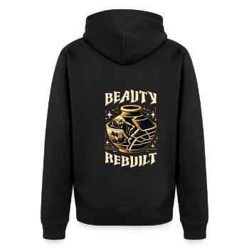 Kintsugi Kintsukuroi Imperfekte Japanische Kunst - Unisex Premium Bio Zip Hoodie - Schwarz - Hinten - Nico (187cm)