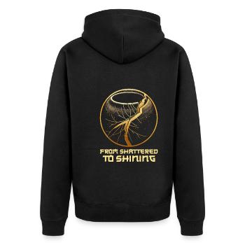 Kintsugi Kintsukuroi Imperfekte Japanische Kunst - Unisex Premium Bio Zip Hoodie - Schwarz - Hinten - Nico (187cm)