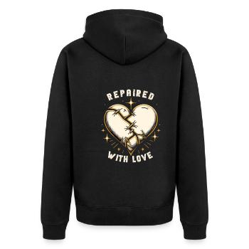 Kintsugi Kintsukuroi Imperfekte Japanische Kunst - Unisex Premium Bio Zip Hoodie - Schwarz - Hinten - Nico (187cm)