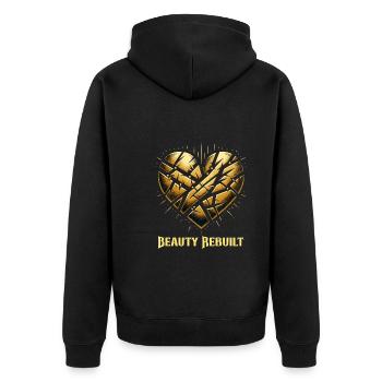 Kintsugi Kintsukuroi Imperfekte Japanische Kunst - Unisex Premium Bio Zip Hoodie - Schwarz - Hinten - Nico (187cm)