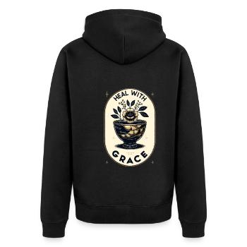 Kintsugi Kintsukuroi Imperfekte Japanische Kunst - Unisex Premium Bio Zip Hoodie - Schwarz - Hinten - Nico (187cm)
