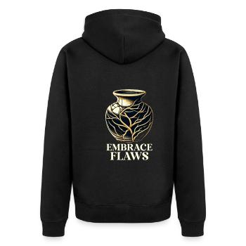 Kintsugi Kintsukuroi Imperfekte Japanische Kunst - Unisex Premium Bio Zip Hoodie - Schwarz - Hinten - Nico (187cm)