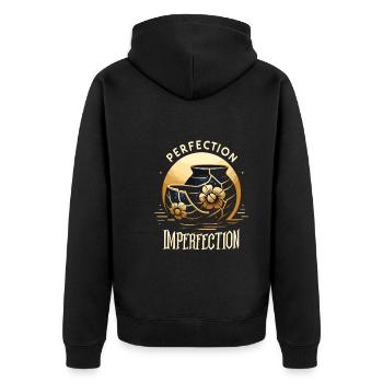 Kintsugi Kintsukuroi Imperfekte Japanische Kunst - Unisex Premium Bio Zip Hoodie - Schwarz - Hinten - Nico (187cm)