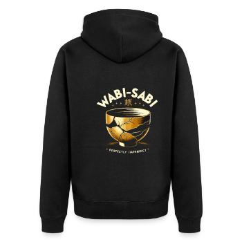 Kintsugi Kintsukuroi Imperfekte Japanische Kunst - Unisex Premium Bio Zip Hoodie - Schwarz - Hinten - Nico (187cm)