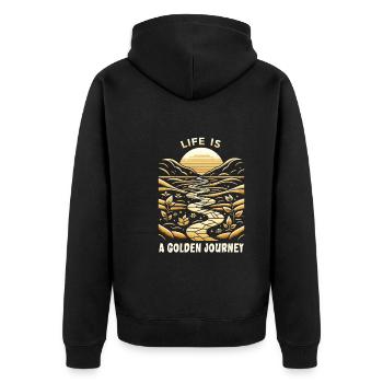Kintsugi Kintsukuroi Imperfekte Japanische Kunst - Unisex Premium Bio Zip Hoodie - Schwarz - Hinten - Nico (187cm)