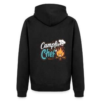 Scout Camping Outdoor Lagerfeuer Wandern - Unisex Premium Bio Zip Hoodie - Schwarz - Hinten - Nico (187cm)