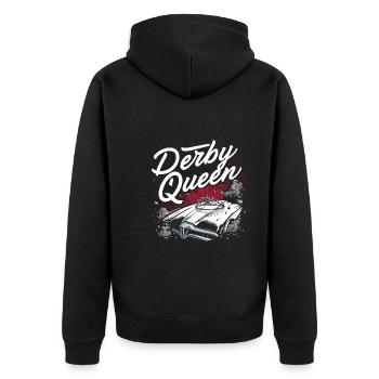 Demo Derby Demolition Derby Demolition Derby - Unisex Premium Bio Zip Hoodie - Schwarz - Hinten - Nico (187cm)